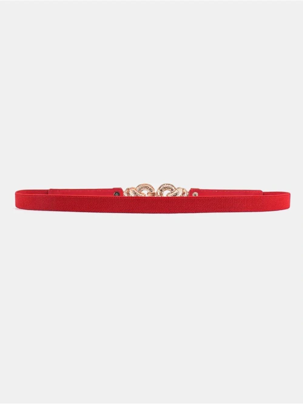 Zinc Alloy Buckle PU Leather Belt. Red Stretch Belt, Gold Buckle Belt  NIP